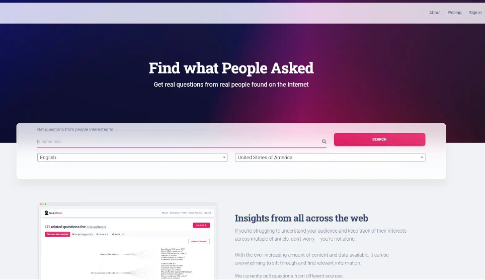 People Asked Home page